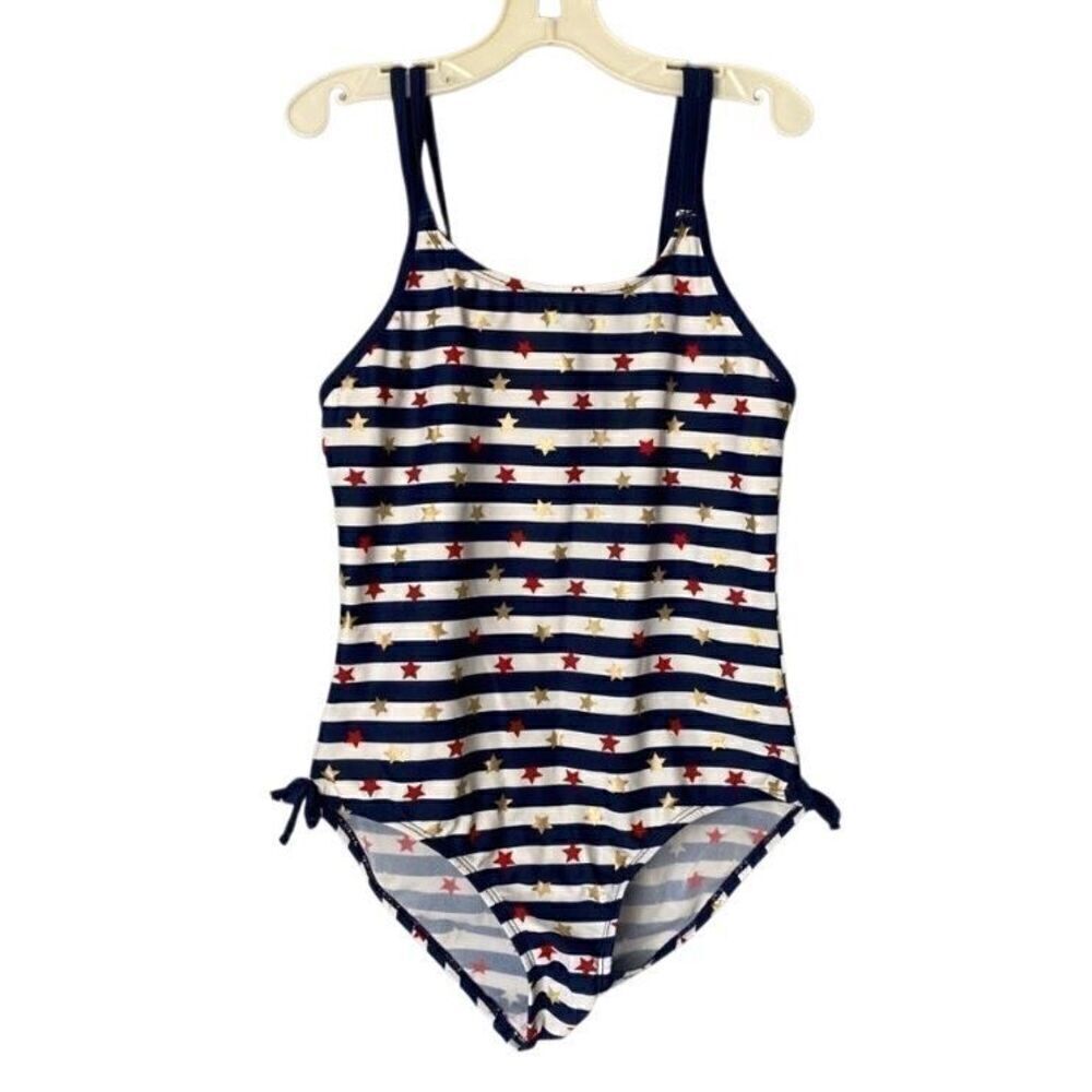 Joe boxer girls one piece red white and blue bathing suit size 12